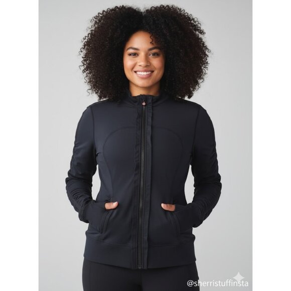 Lululemon Nice Asana Ruffle Athletic Full-Zip Jacket Black Luon Activewear 12 - Picture 1 of 11